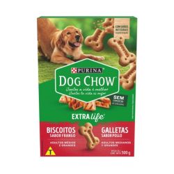 Biscoito Dog Chow Extra Life Frango para Cães Adultos Raças Médias e Grande - 500g
